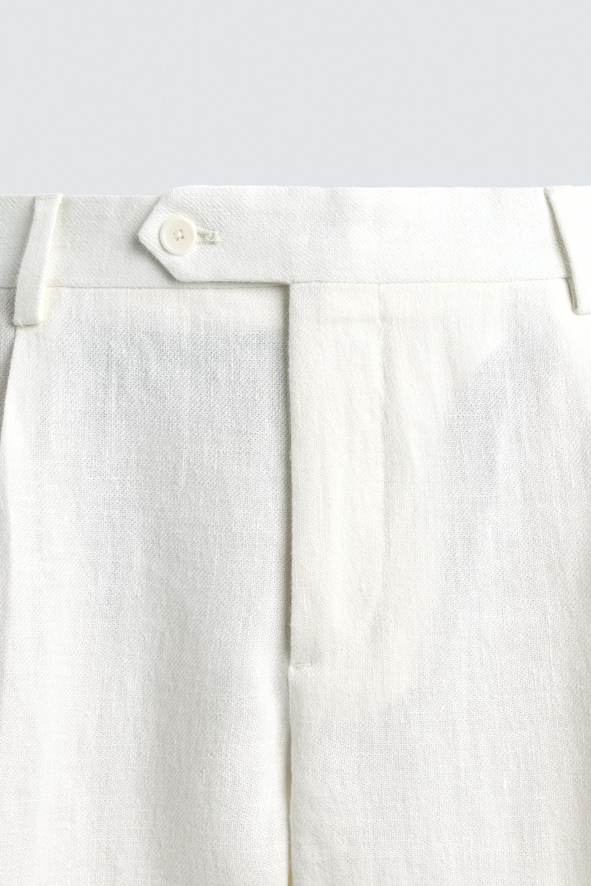 100% LINEN PLEATED SUIT PANTS